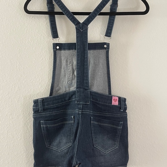 Denim Kids Overalls with Lace Trim - Picture 2 of 3